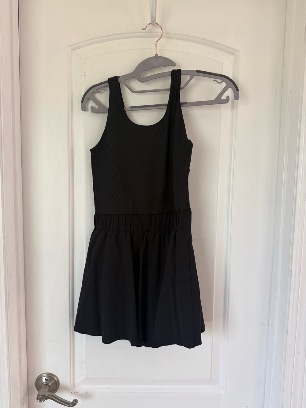 DSG Black Ribbed Romper, built in shorts, size large